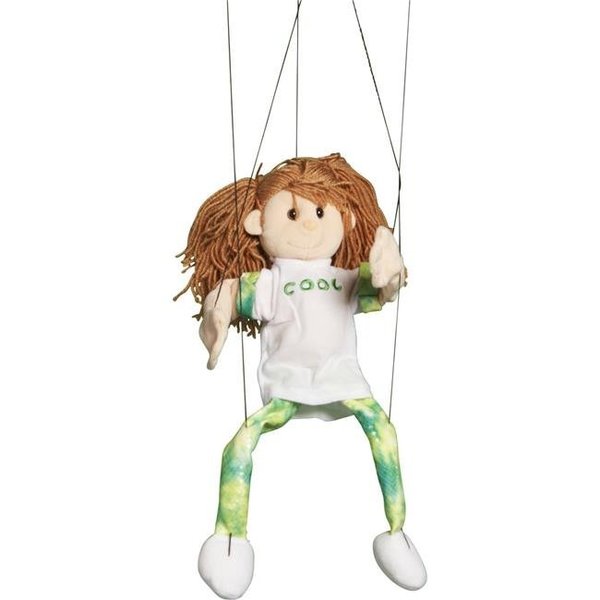 Sunny Toys Sunny Toys WB1701 22 In. Brunette-Haired Girl In Green; Marionette People Puppet WB1701